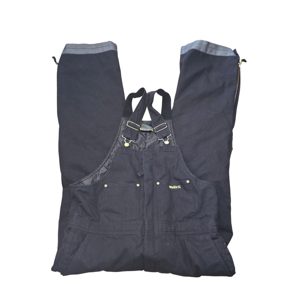 Walls Insulated Bib Overalls Mens LT Black Cotton Duck Canvas Coverall W93975BK9